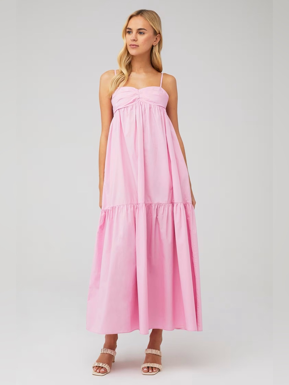 Amanda Uprichard Pink Tiered Maxi Dress